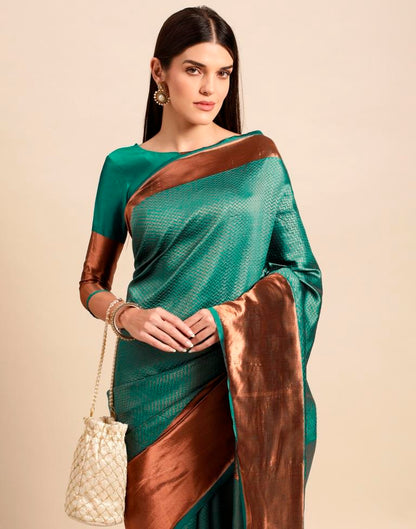 Rama Green Weaving Silk Saree