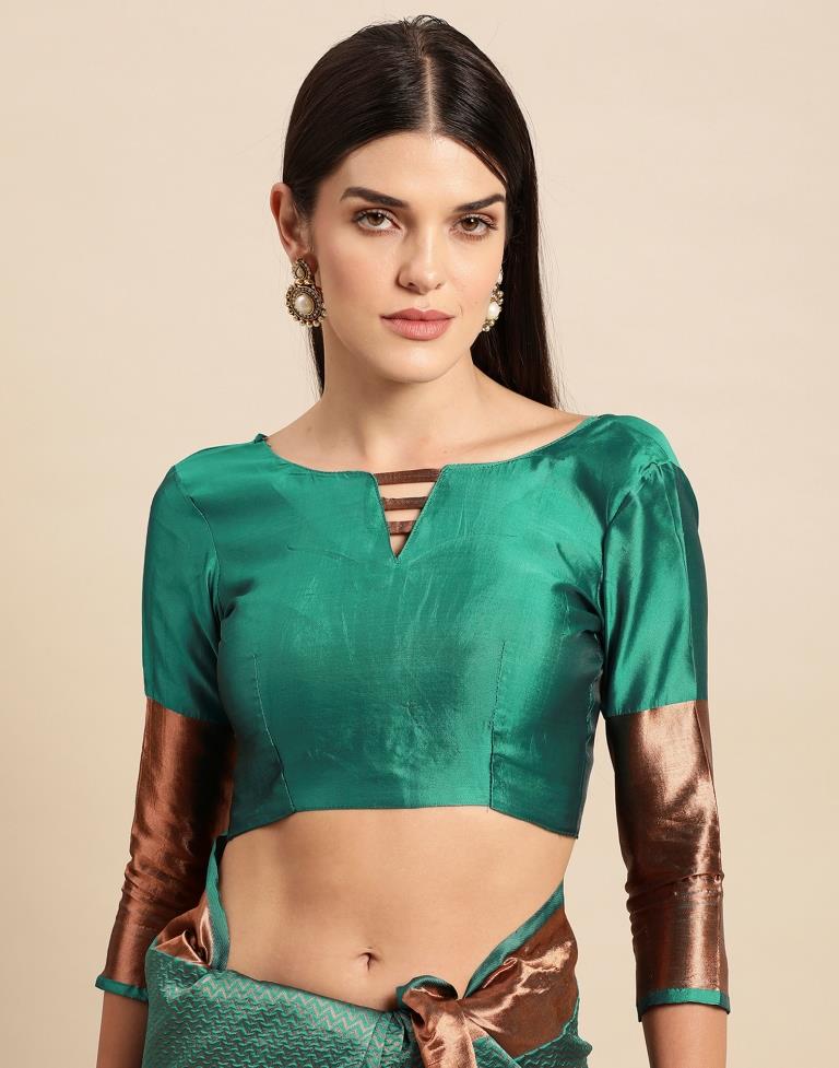 Rama Green Weaving Silk Saree