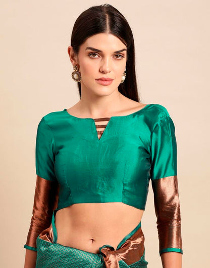 Rama Green Weaving Silk Saree