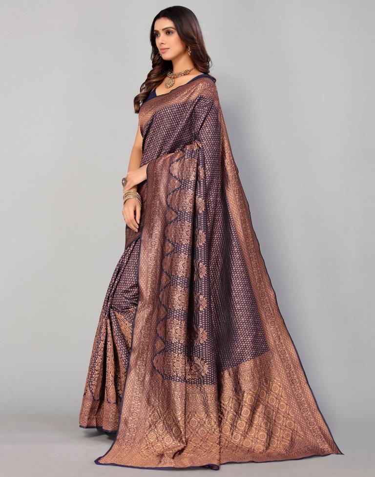 Navy Blue Weaving Silk Saree