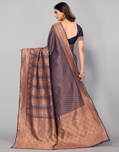 Navy Blue Weaving Silk Saree