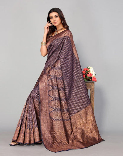 Navy Blue Weaving Silk Saree