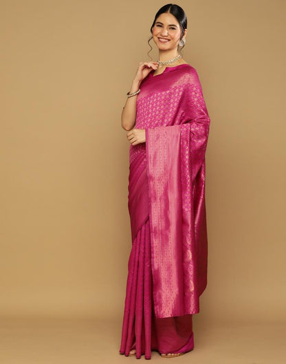 Hot Pink Banarasi Silk Saree