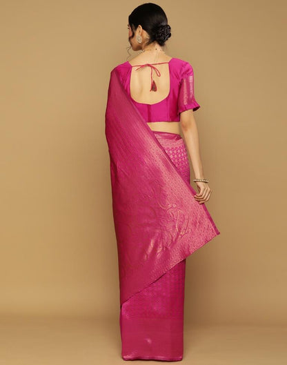 Hot Pink Banarasi Silk Saree