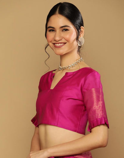 Hot Pink Banarasi Silk Saree