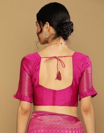 Hot Pink Banarasi Silk Saree