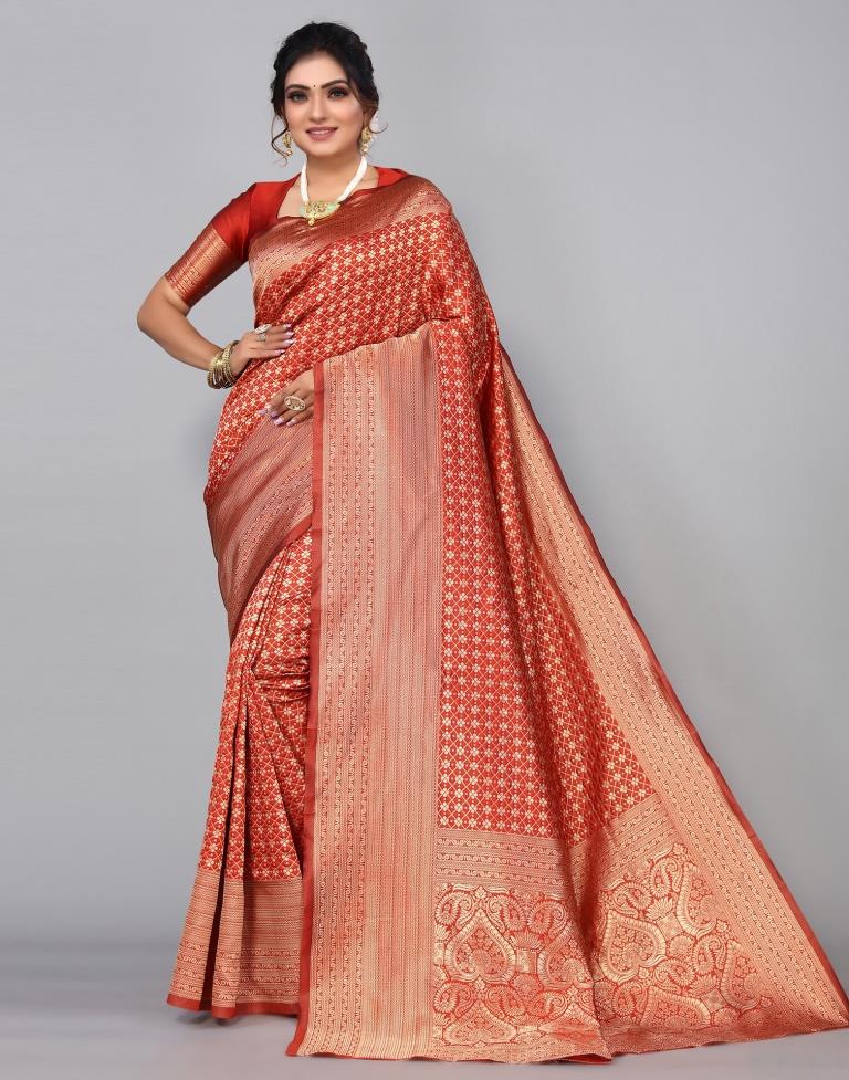 Maroon Banarasi Silk Saree