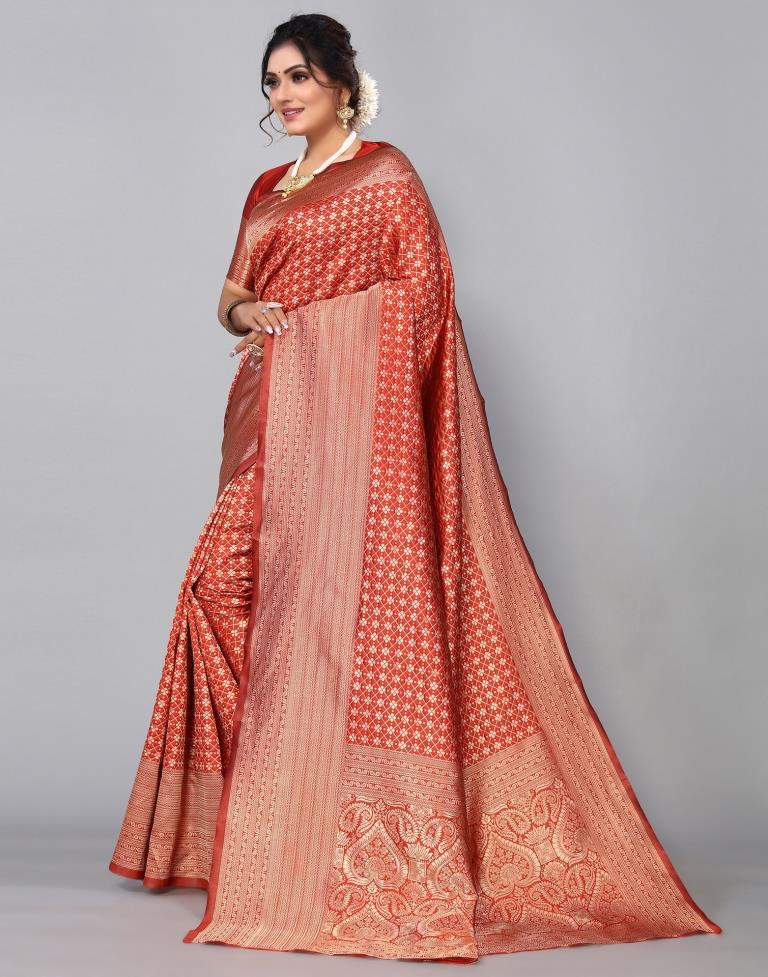 Maroon Banarasi Silk Saree