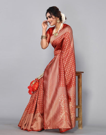 Maroon Banarasi Silk Saree