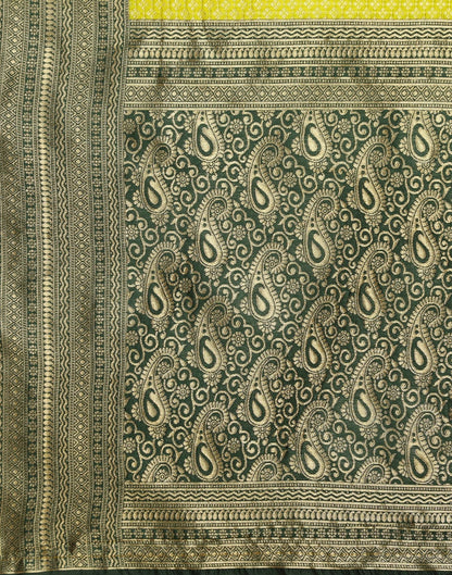 Lime Green Kanjivaram Jacquard Saree | Sudathi