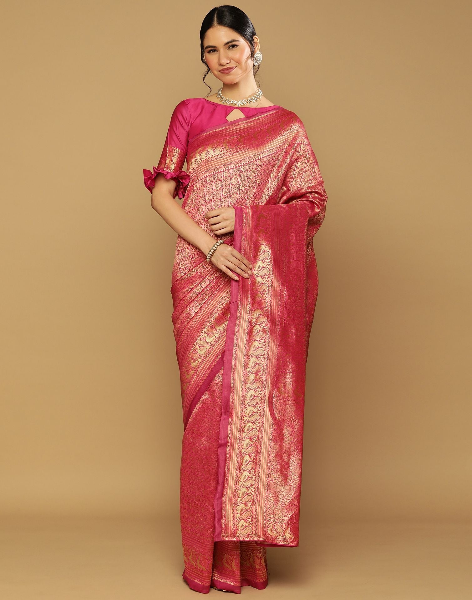 Hot Pink Kanjivaram Saree | Sudathi
