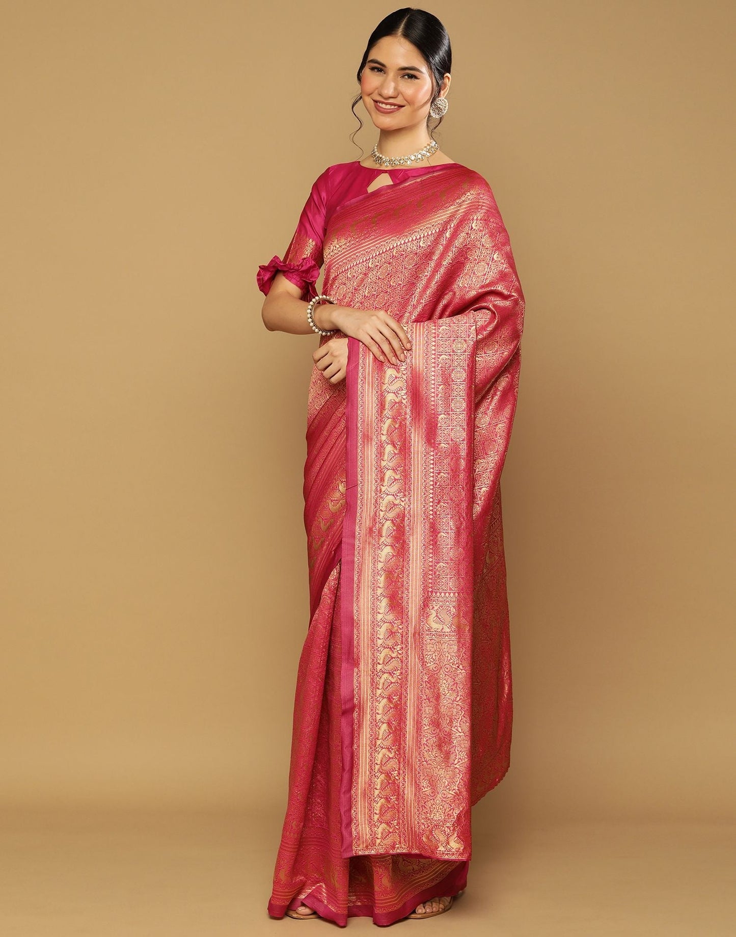 Hot Pink Kanjivaram Saree | Sudathi