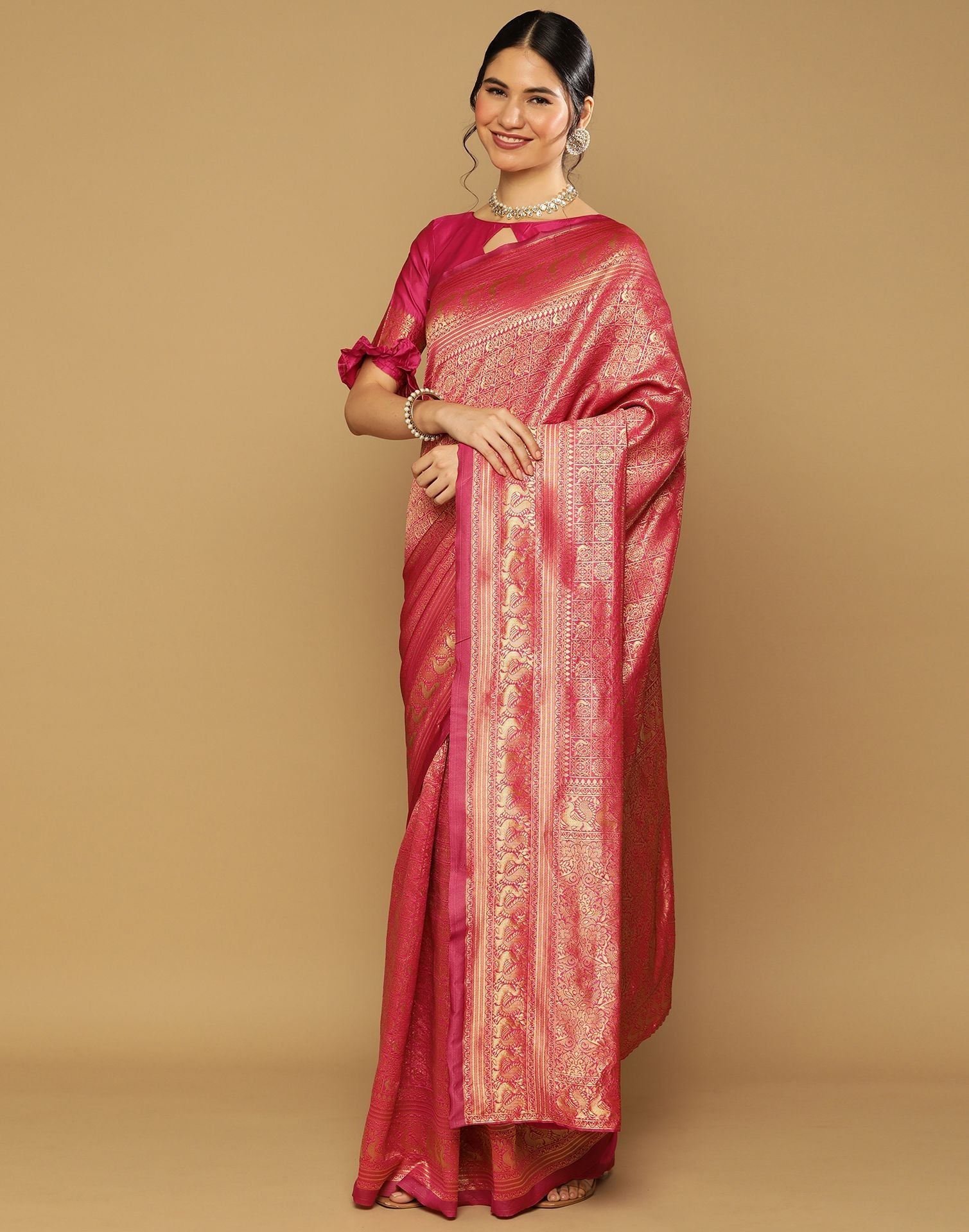 Hot Pink Kanjivaram Saree | Sudathi