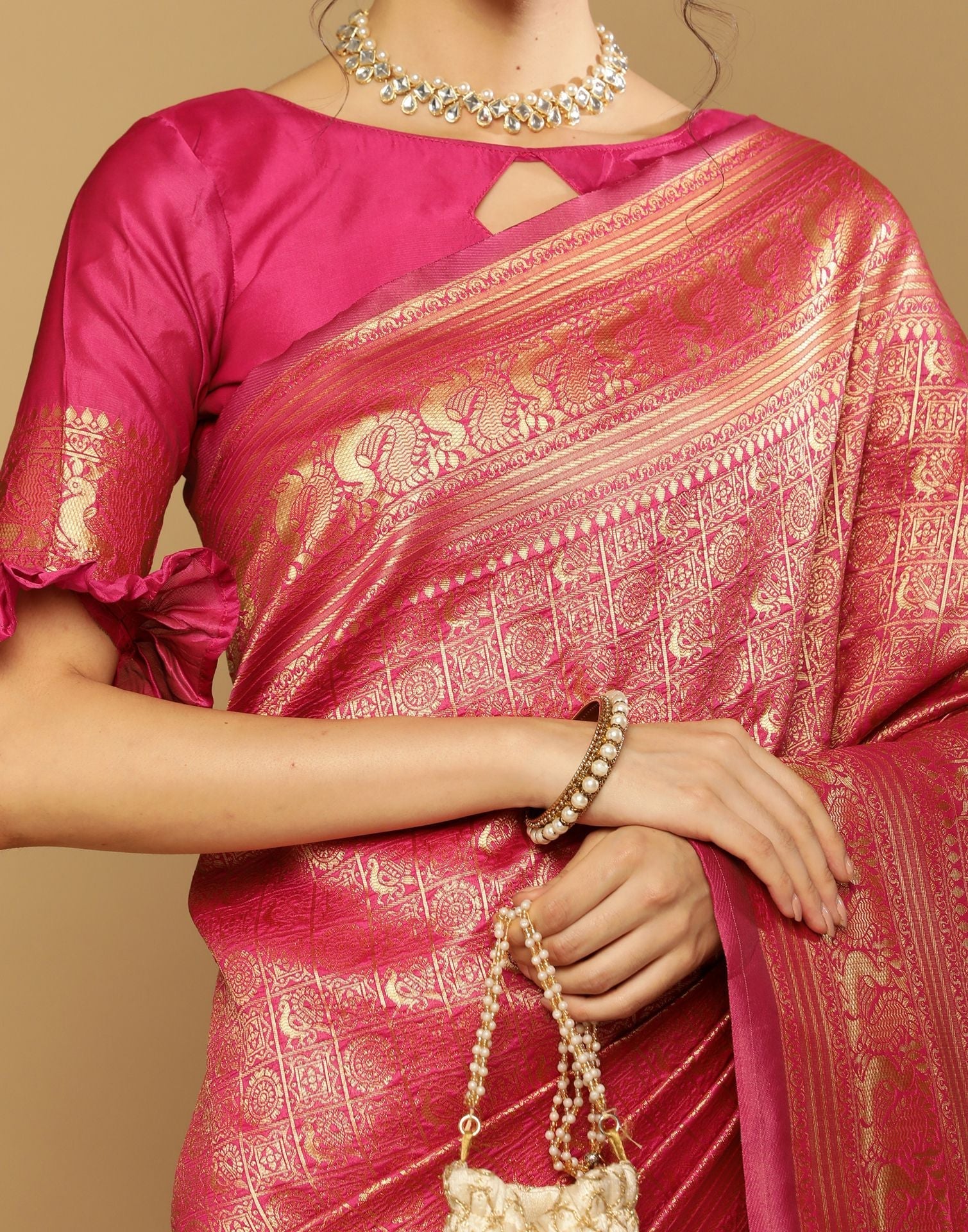 Hot Pink Kanjivaram Saree | Sudathi