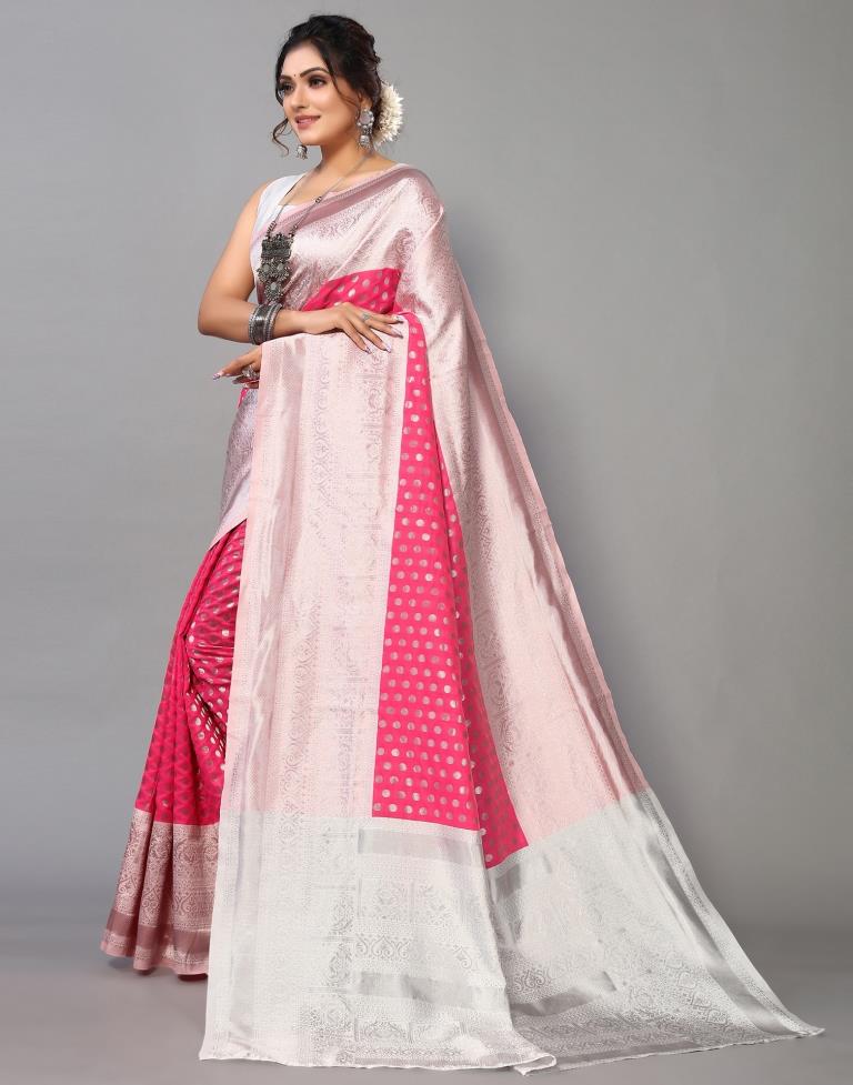 Pink Weaving Silk Saree