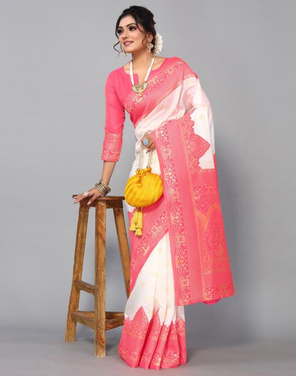 Off White Weaving Silk Saree