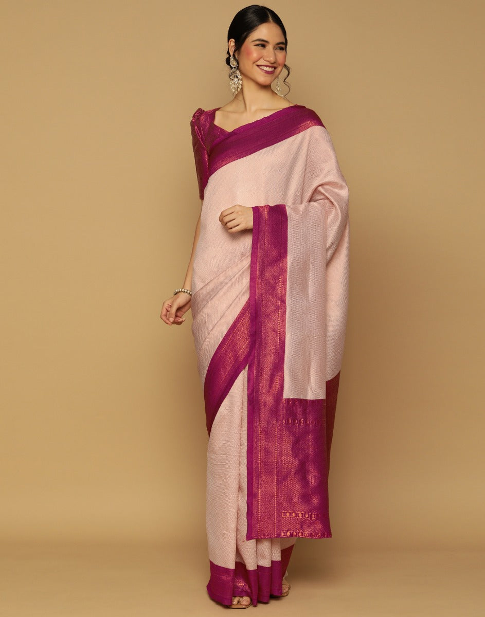 Off White Kanjivaram Jacquard Saree | Leemboodi