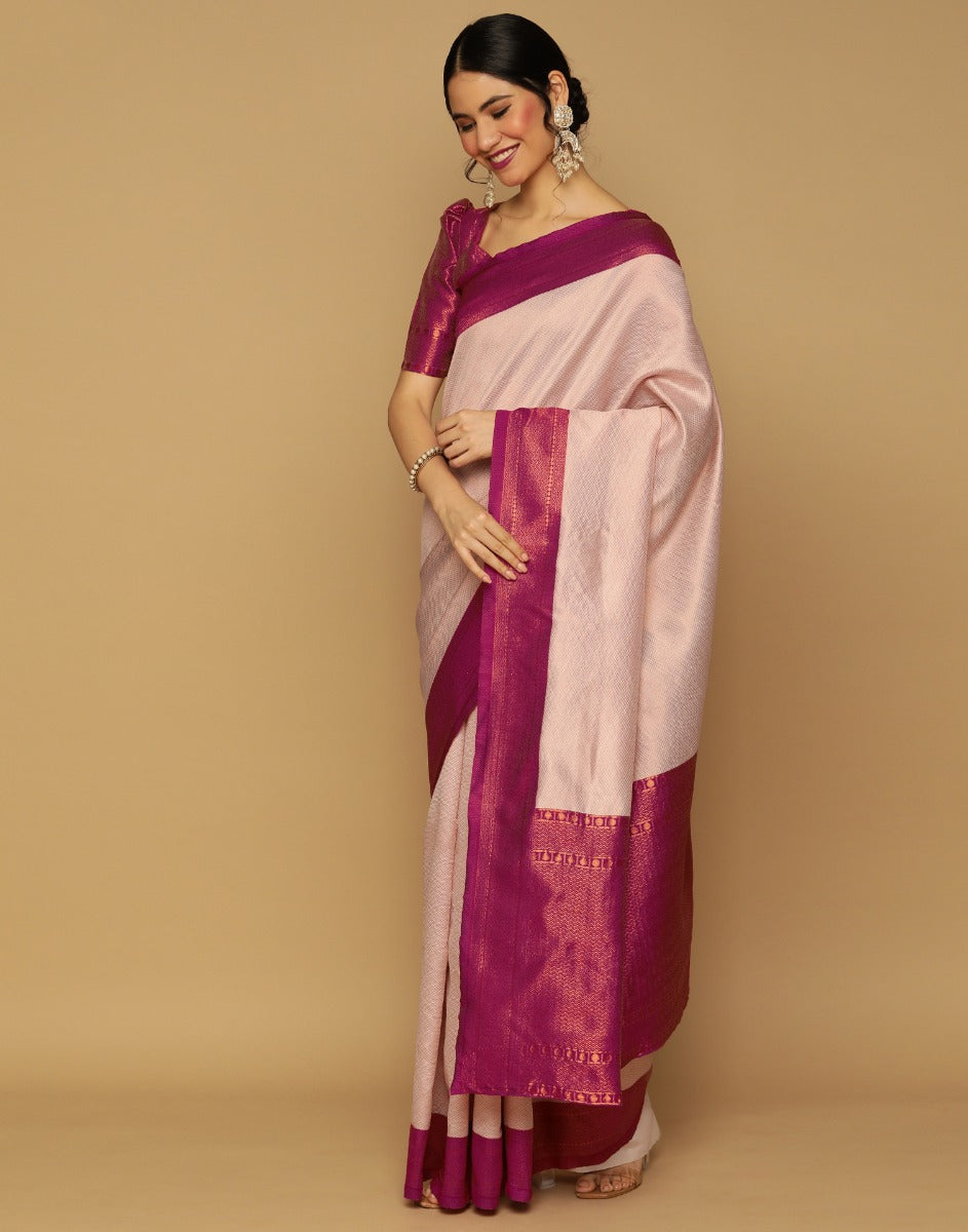 Off White Kanjivaram Jacquard Saree | Leemboodi