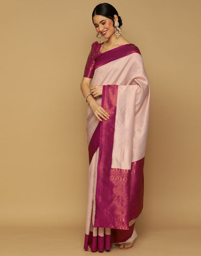 Off White Kanjivaram Jacquard Saree | Leemboodi