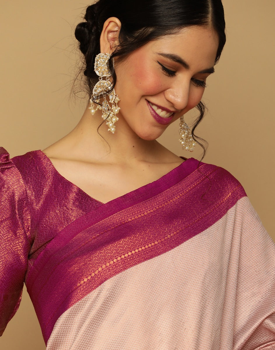 Off White Kanjivaram Jacquard Saree | Leemboodi