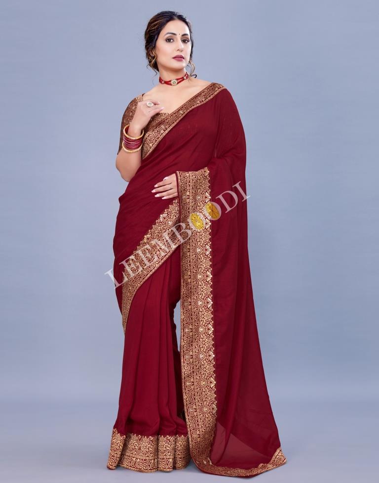 Maroon Silk Saree | Leemboodi