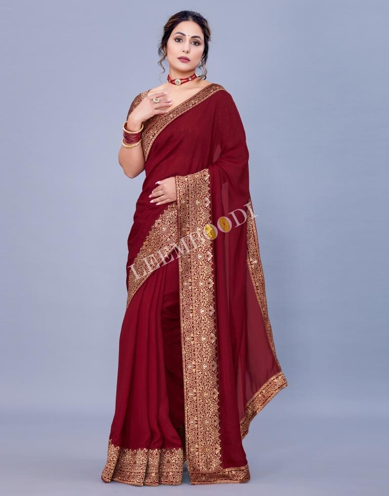 Maroon Silk Saree | Leemboodi