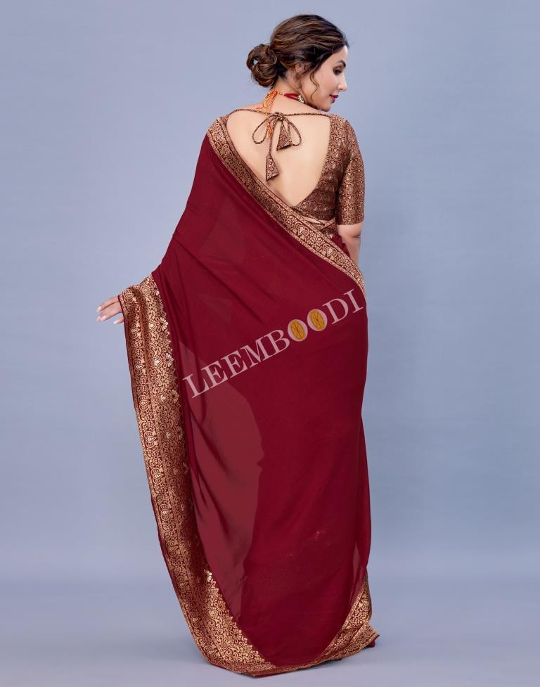 Maroon Silk Saree | Leemboodi