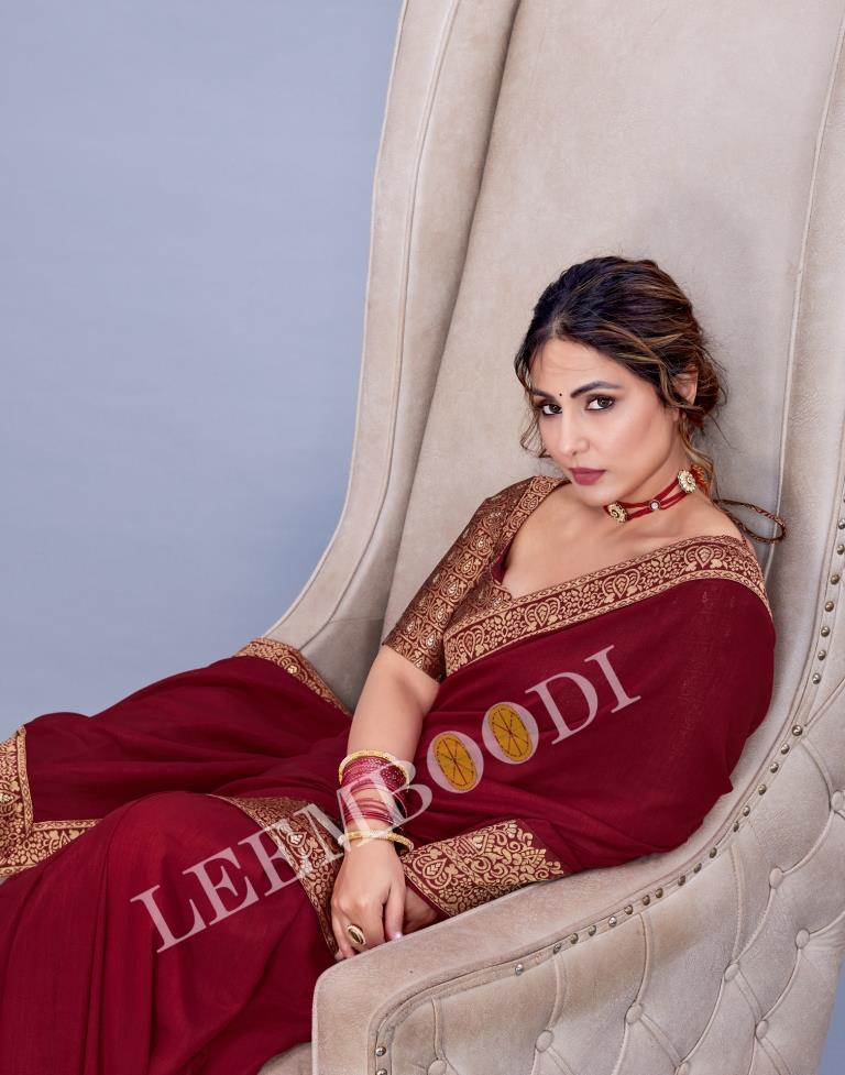 Maroon Silk Saree | Leemboodi