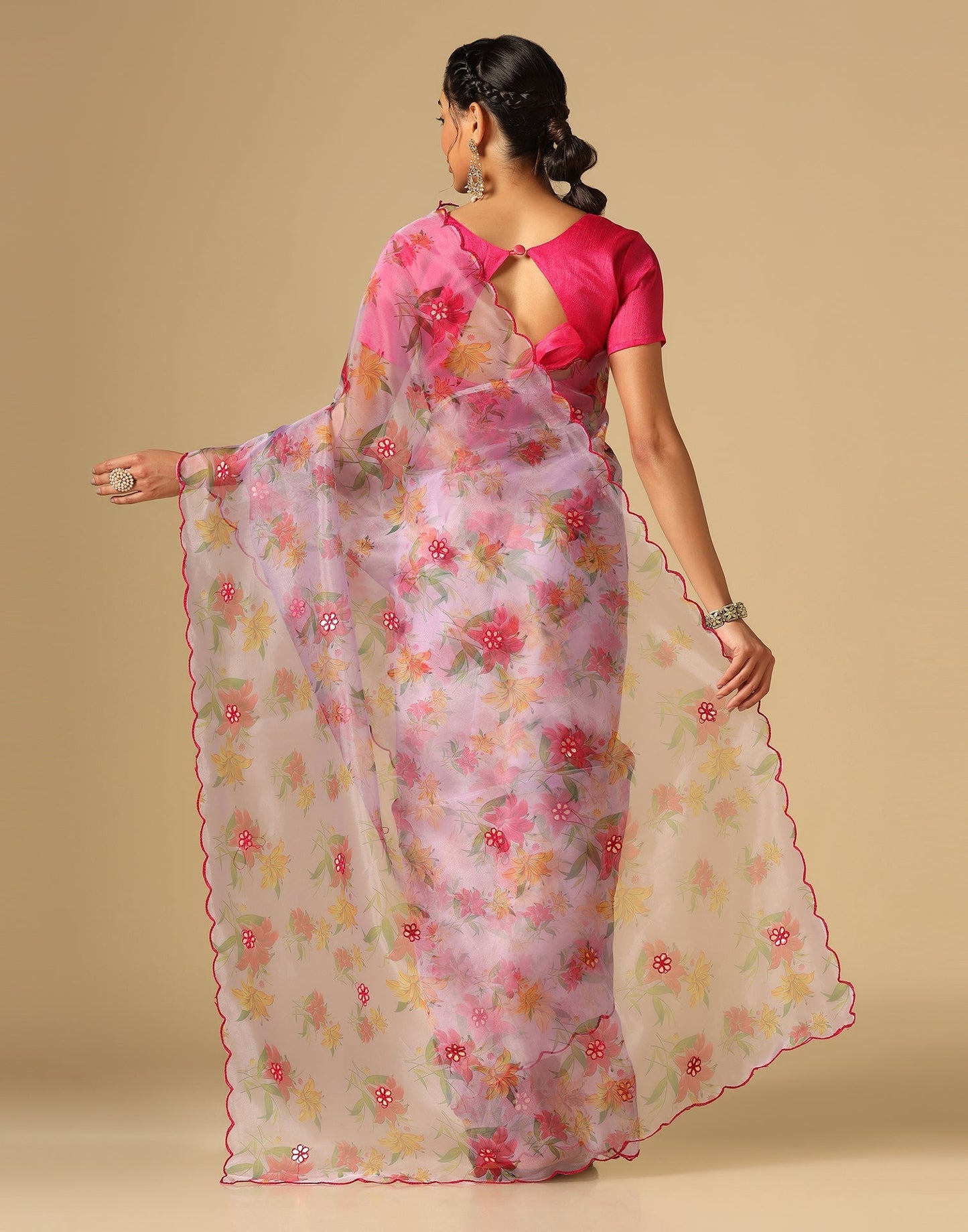 Light Purple Organza Printed Saree | Leemboodi