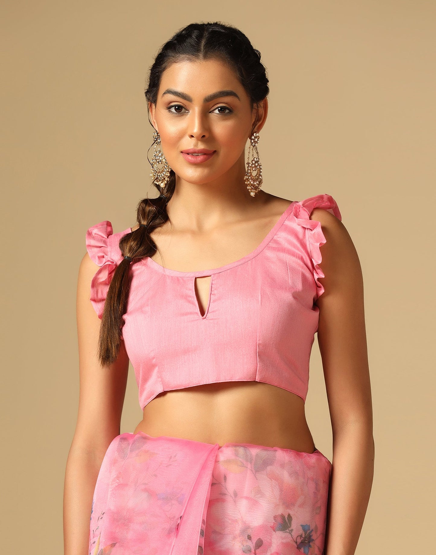 Light Pink Organza Printed Saree | Leemboodi