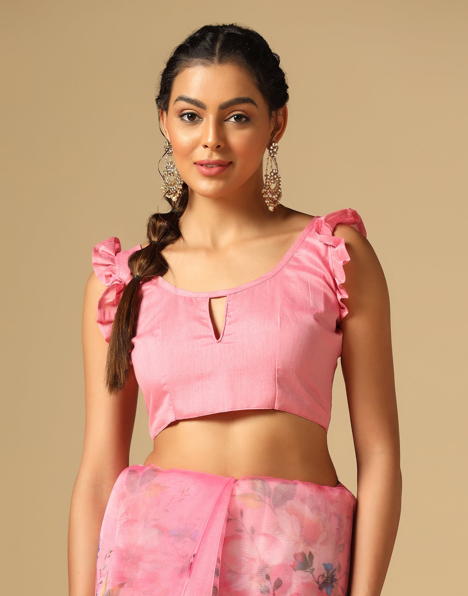 Light Pink Organza Printed Saree | Leemboodi