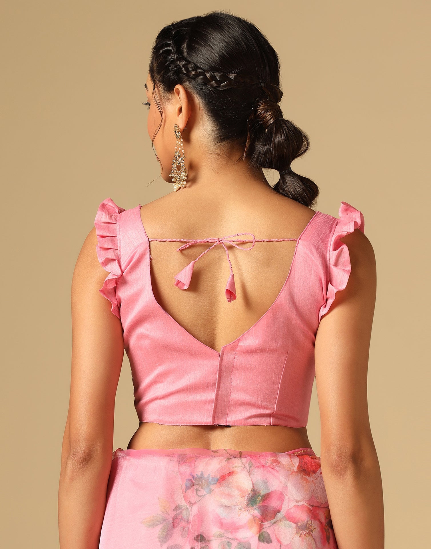 Light Pink Organza Printed Saree | Leemboodi