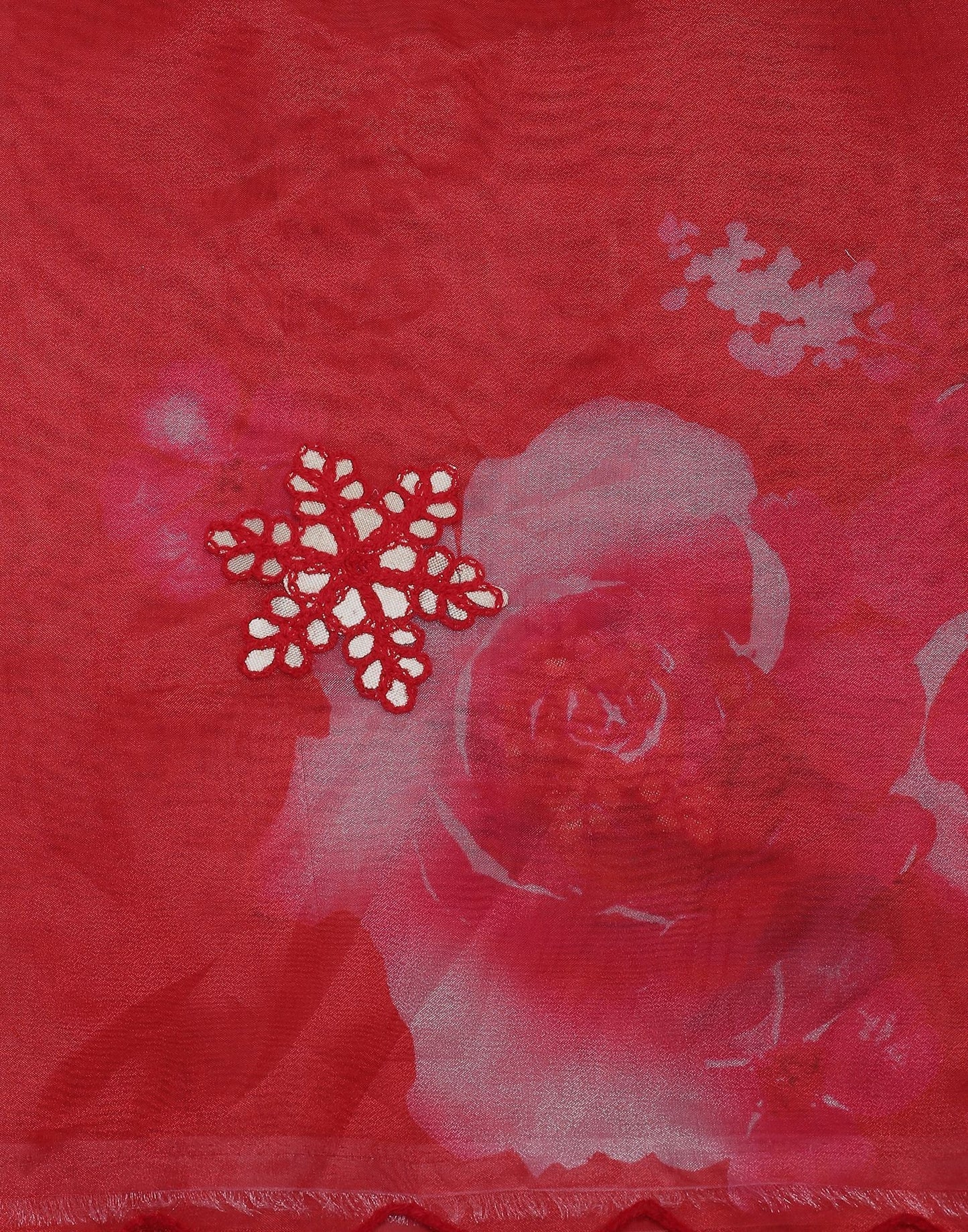 Red Gota Embroidery Organza Saree | Leemboodi