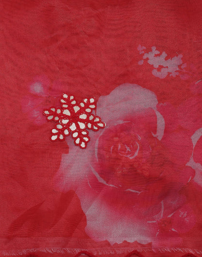 Red Gota Embroidery Organza Saree | Leemboodi