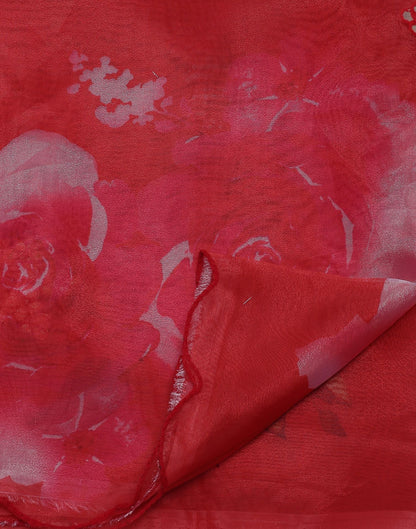 Red Gota Embroidery Organza Saree | Leemboodi