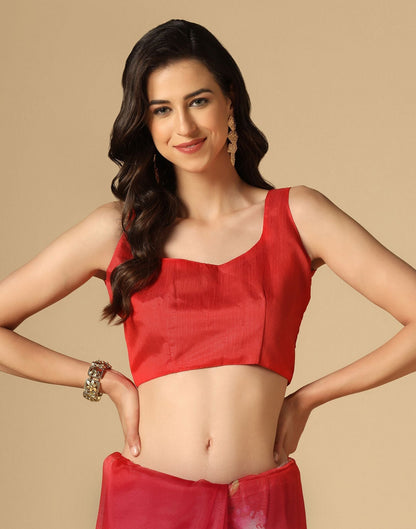 Red Gota Embroidery Organza Saree | Leemboodi