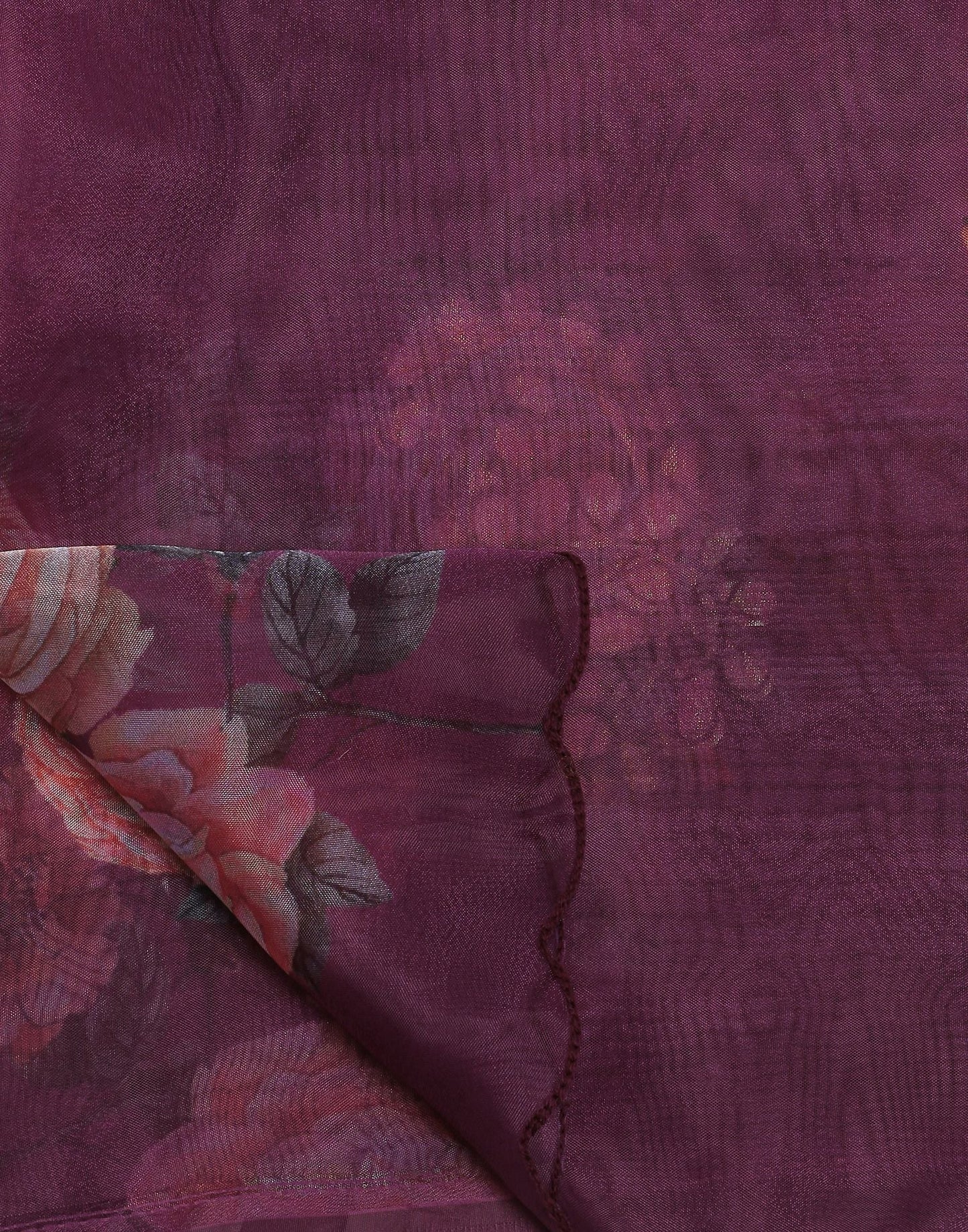 Wine Gota Embroidery Organza Saree | Leemboodi