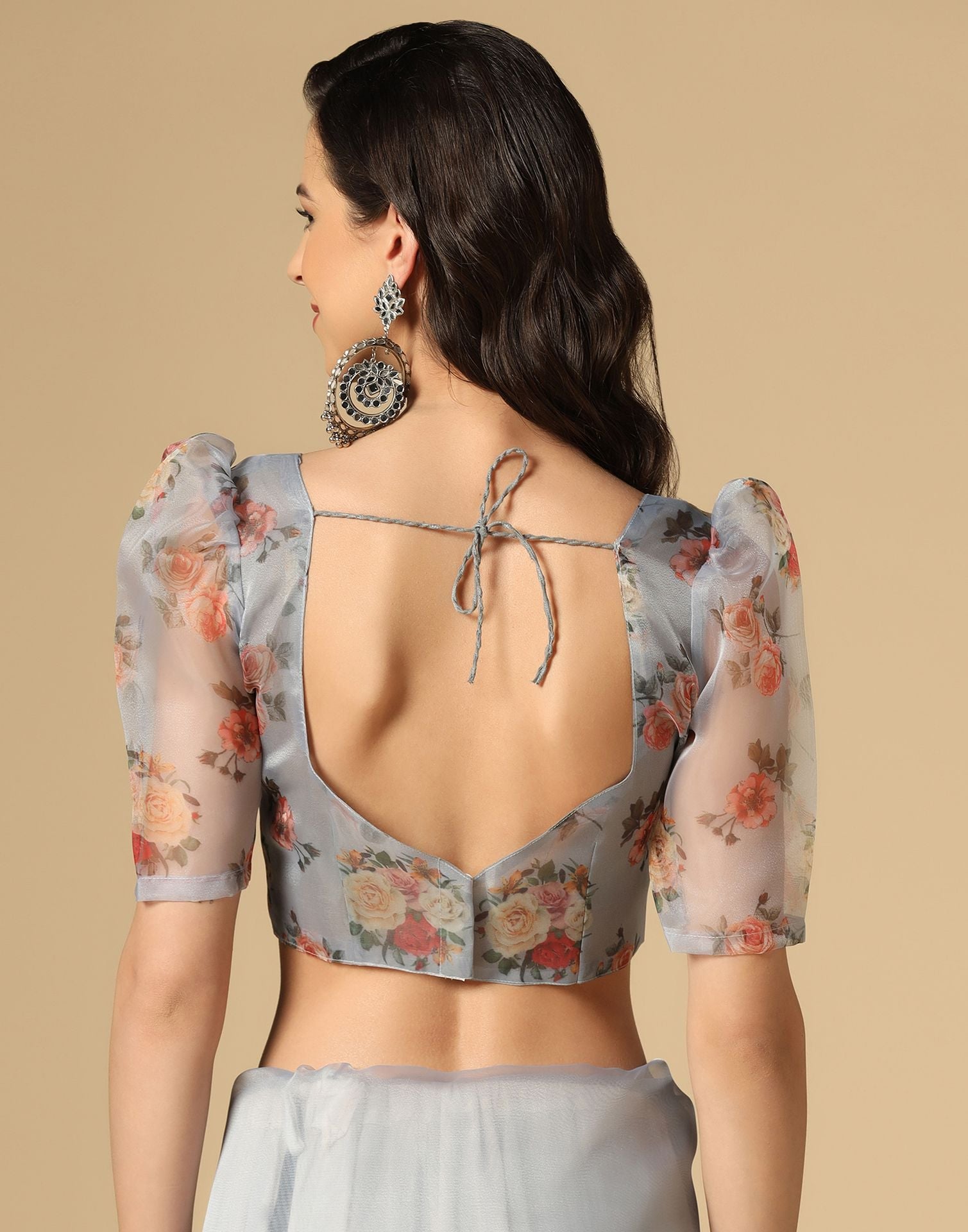 Light Grey Gota Embroidery Organza Saree | Leemboodi