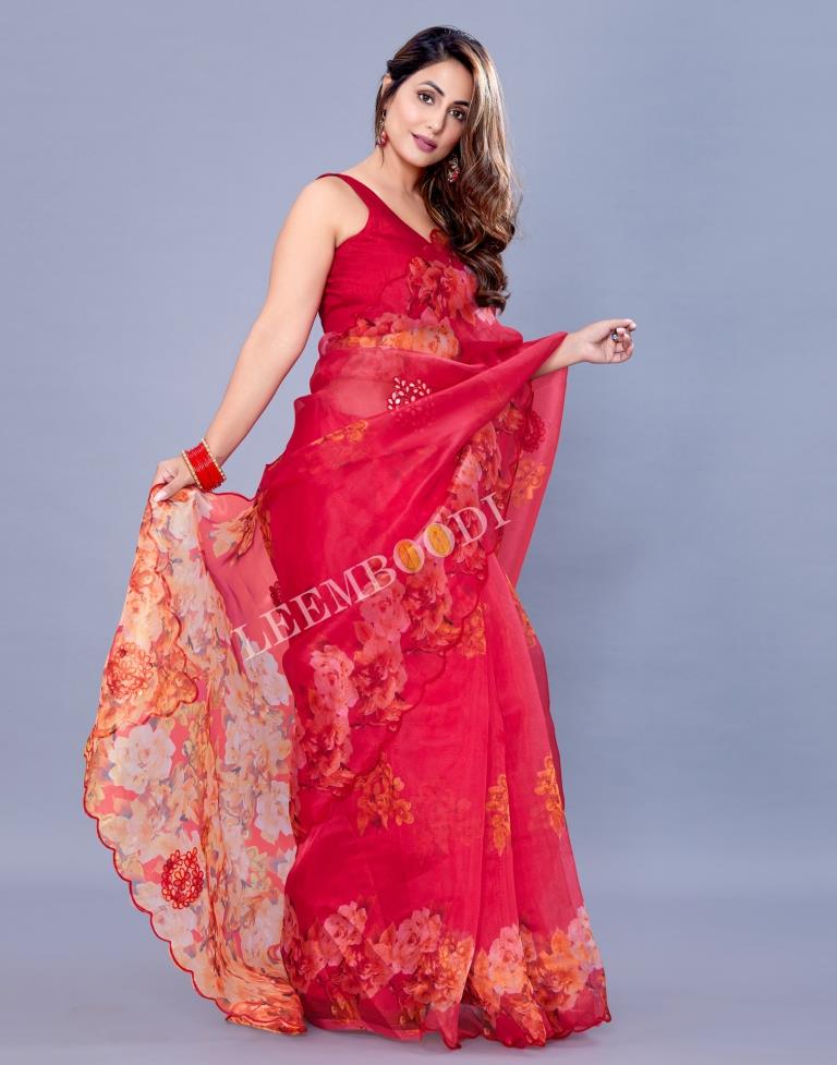Hot Pink Organza Saree | Leemboodi