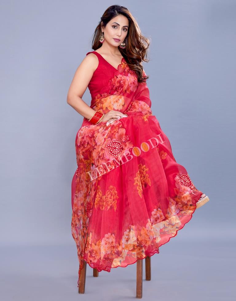 Hot Pink Organza Saree | Leemboodi