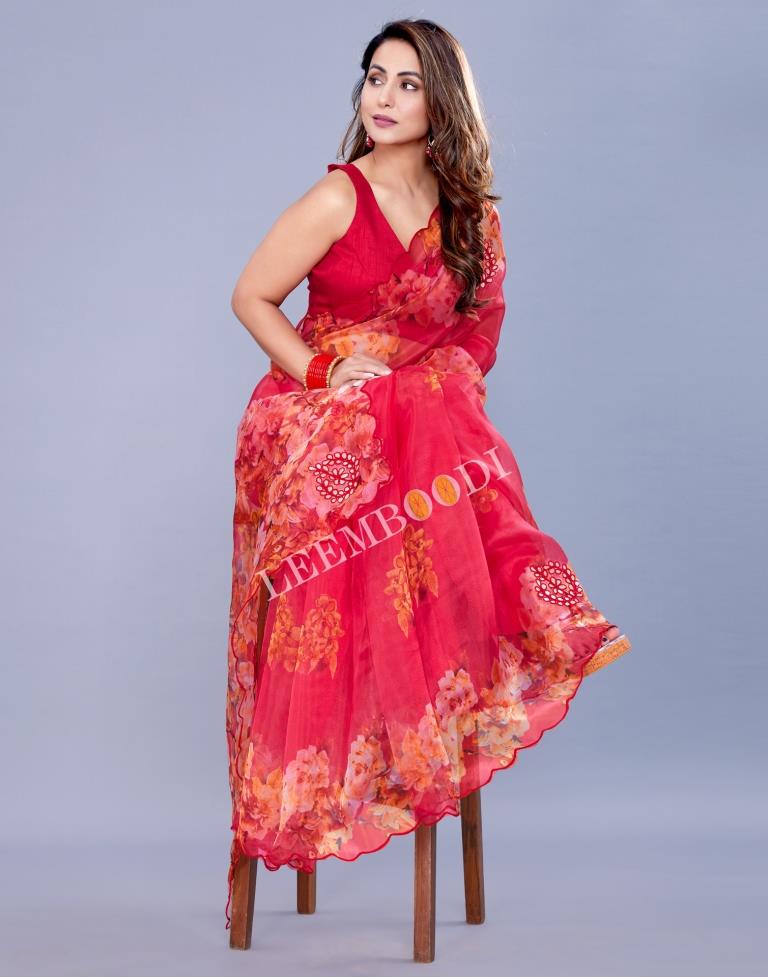 Hot Pink Organza Saree | Leemboodi