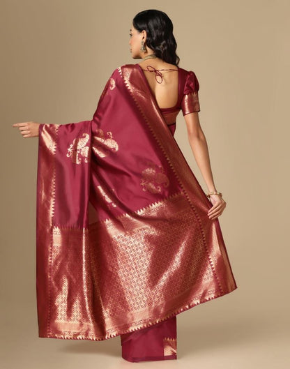 Maroon Weaving Silk Saree