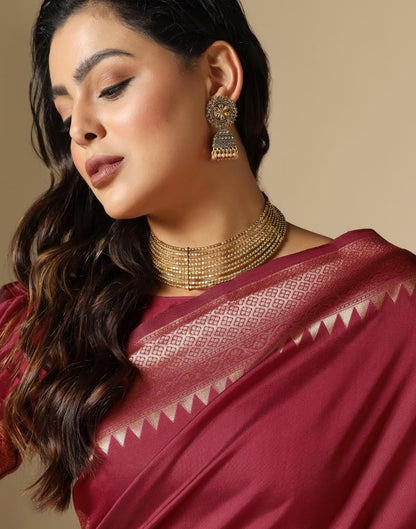 Maroon Weaving Silk Saree