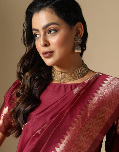 Maroon Weaving Silk Saree