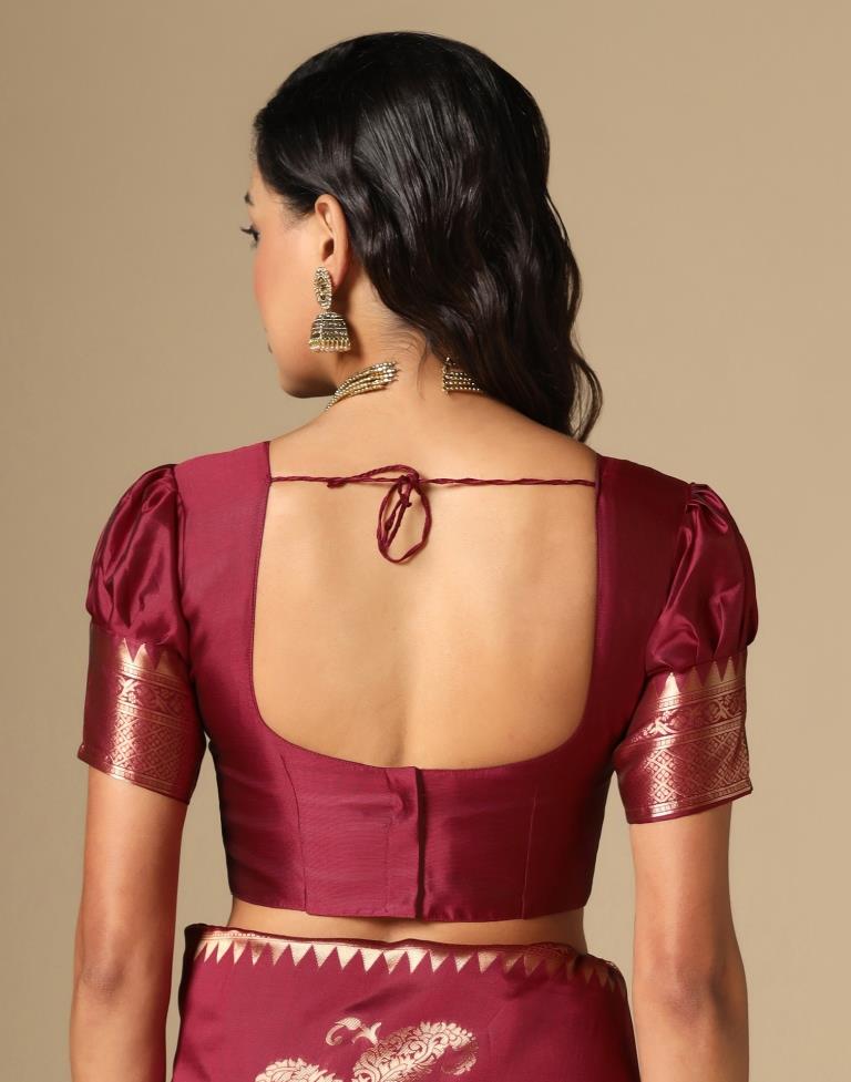 Maroon Weaving Silk Saree