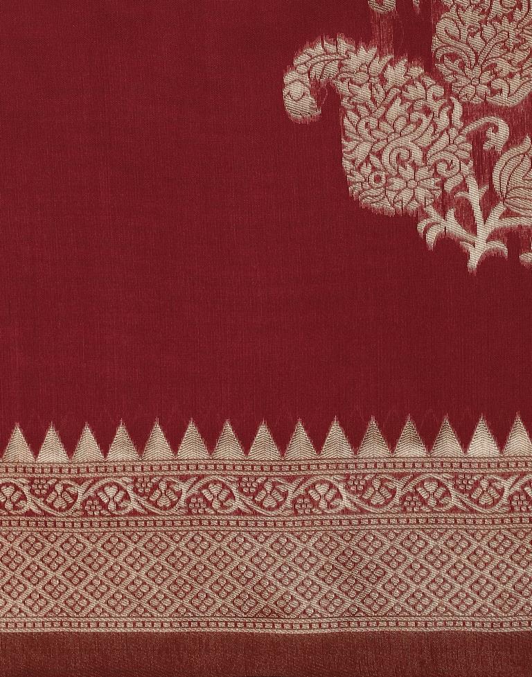 Maroon Weaving Silk Saree