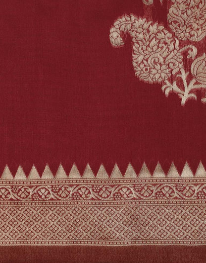 Maroon Weaving Silk Saree