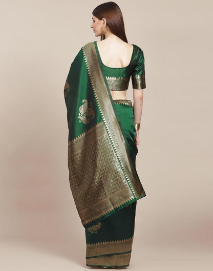Bottle Green Weaving Silk Saree