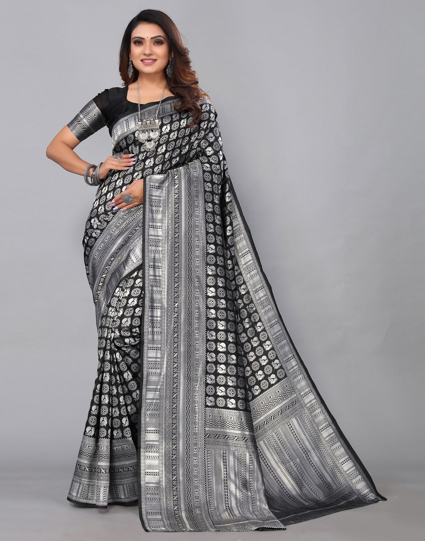 Black Banarasi Silk Saree