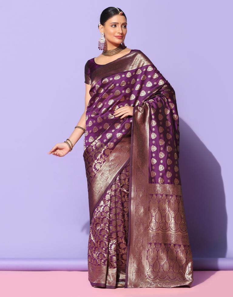 Purple Banarasi Silk Saree